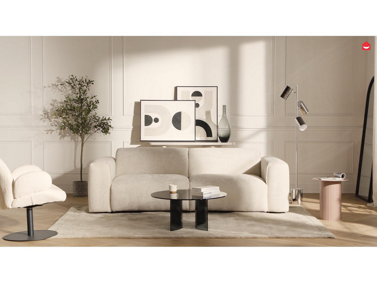 SCHLAFSOFA - 4 Personen-Sitzer - Stoff - Beige - - Beige, Textil (236/73/100cm) - Vente-Unique