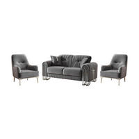 SITZGARNITUR Bogota, Grau Stellvariante 2+1+1 - Grau, Holzwerkstoff/Metall (175/87/98cm)