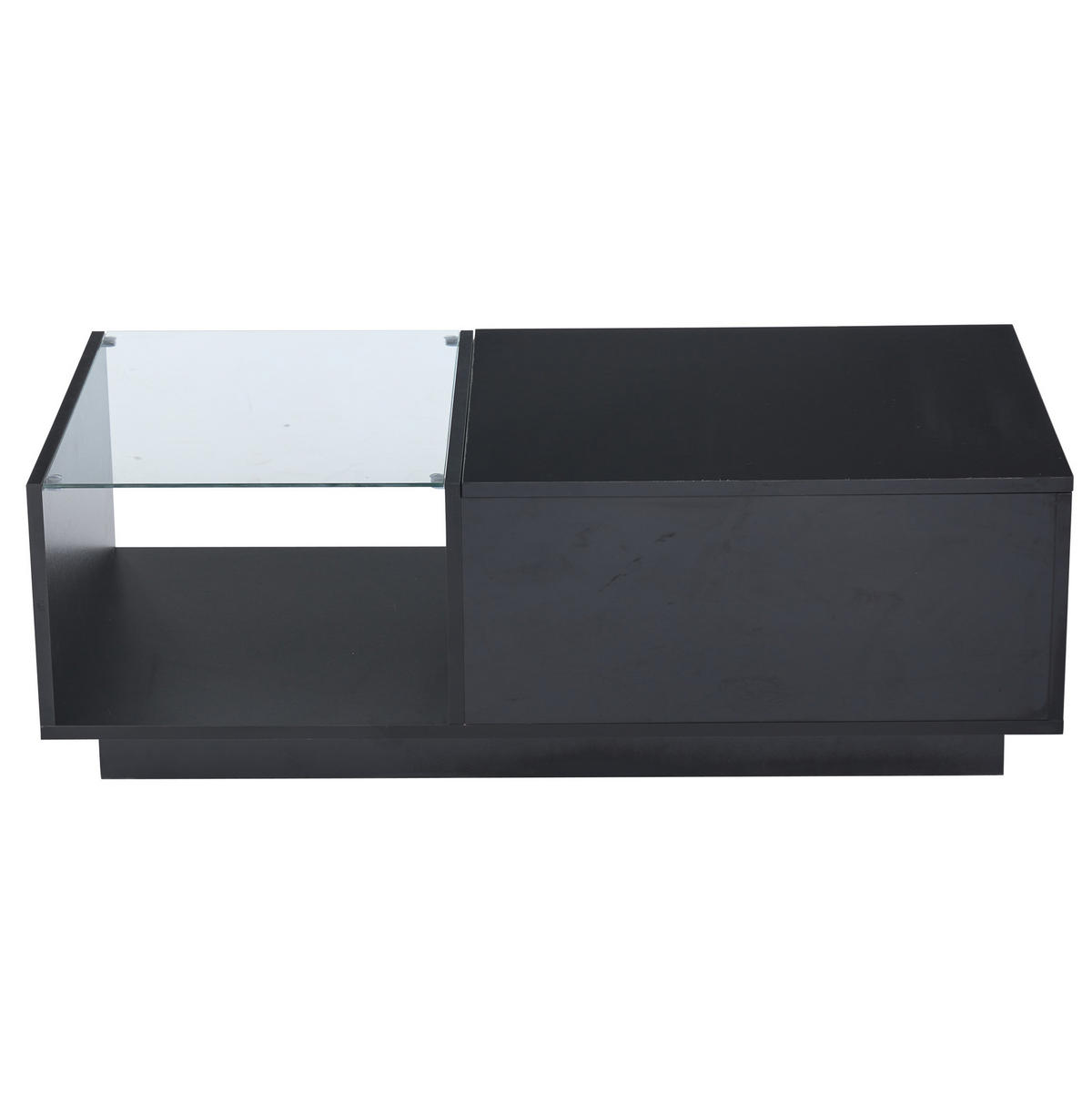 COUCHTISCH mit LED und Stauraum 100 x 50 cm Hochglanz Schwarz - Schwarz, Holzwerkstoff (100/50/33cm) - Meubliv
