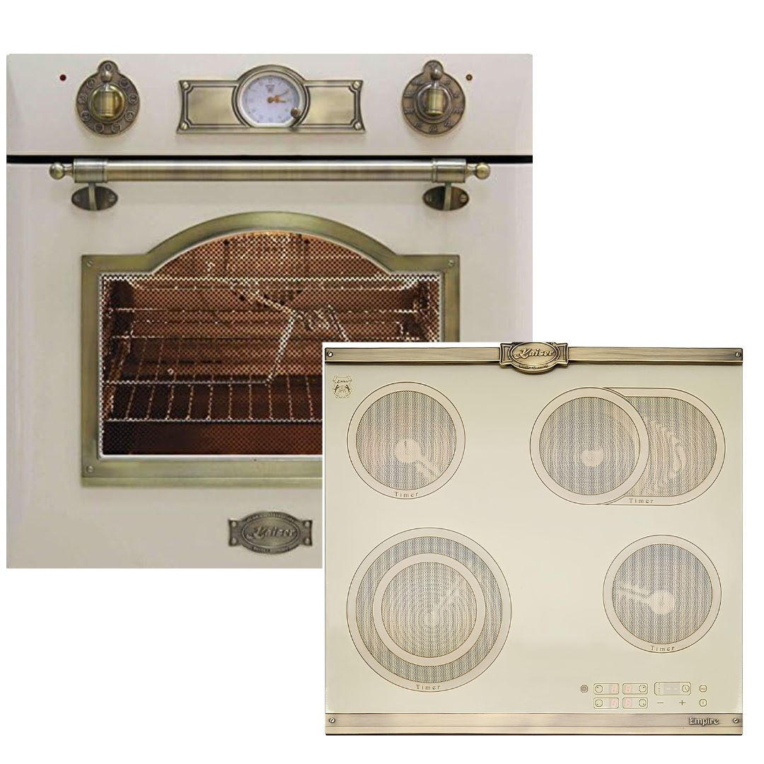 BACKOFEN-SET Elektro Backofen 60 cm EH 6355 ElfEm+KCT 6185 ElfEm Glaskeramik Kochfeld 60 cm Creme - Creme, Metall (59.4/59.4/57.5cm) - Kaiser Küchengeräte