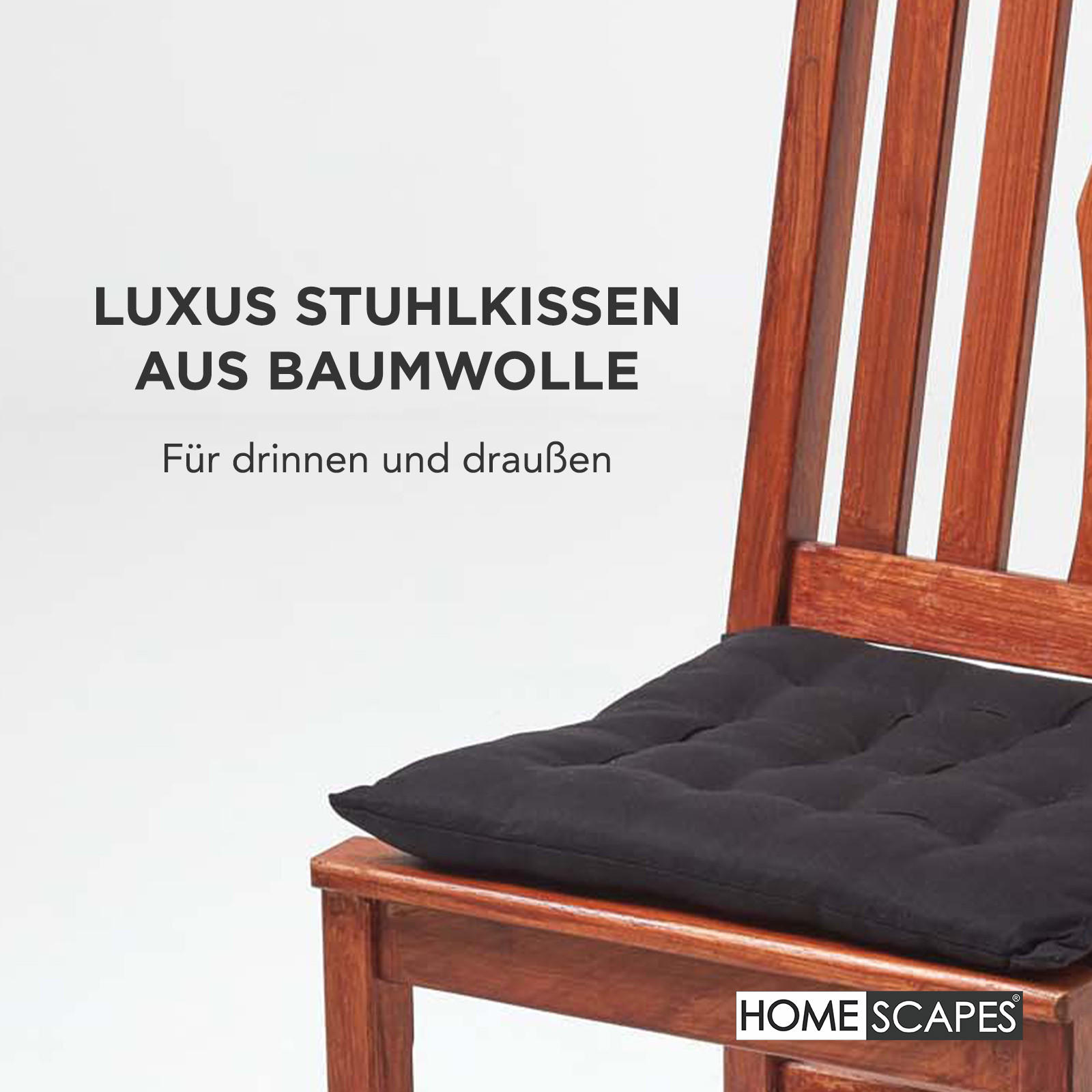 STUHLKISSEN schwarz 40/40/6,5 cm - Schwarz, Textil (40/40/6.5cm) - Homescapes