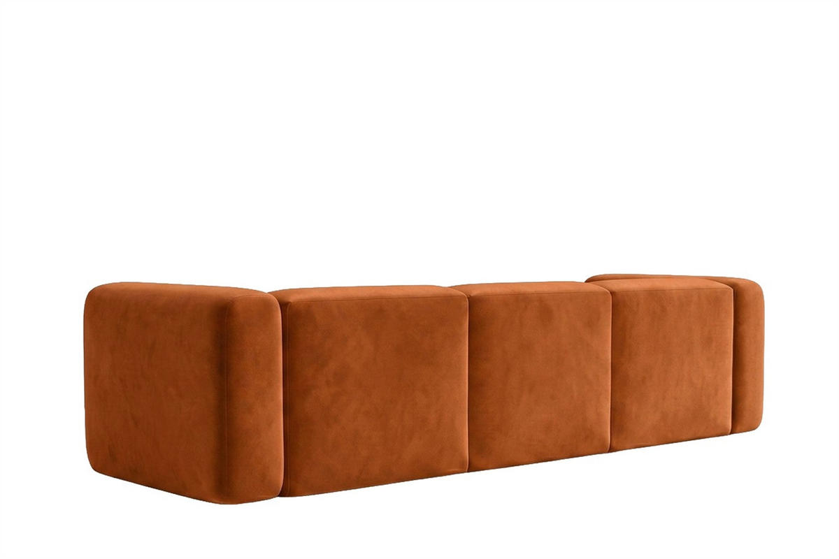 ECKSOFA L-Form, Velvet-Stoff Bluvel, Zimtfarbe, Links, GRETA - Orange, Holz (318/179cm) - Kaiser Möbel