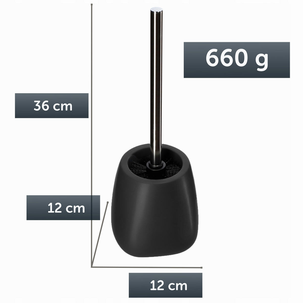 WC-BÜRSTE mit Schale 36 cm, schwarz - Schwarz, Keramik/Kunststoff (12/36cm) - KADAX