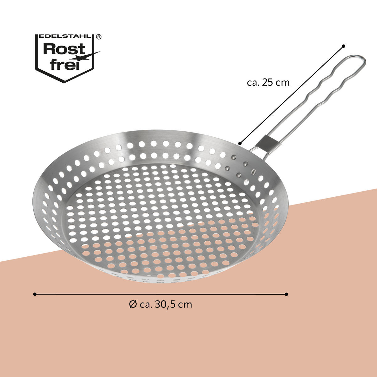GRILLPFANNE, silber, Edelstahl - Edelstahlfarben, Metall (30.5/3.7/55.5cm) - bremermann