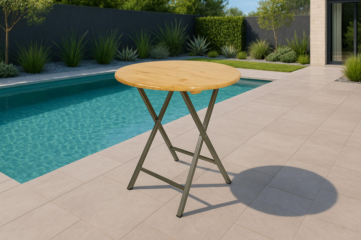 STEHTISCH Zülpich aus Metall + Holz (Nadelholz) 78cm - Braun, Metall (78/78/110.5cm) - TPFGarden