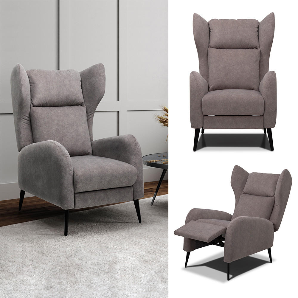 SESSEL Chelsea Grau mit Liegefunktion - Grau, Textil (79/120/95cm) - VitaliSpa