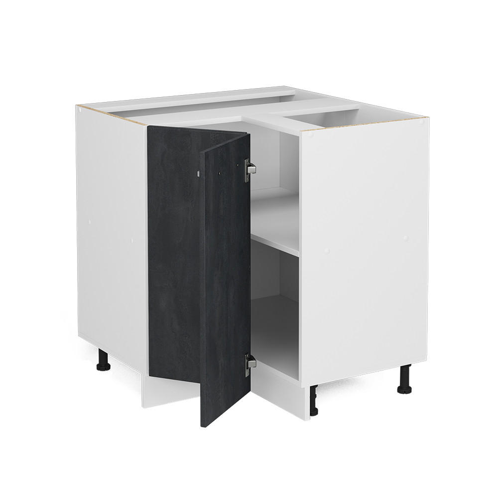 ECKUNTERSCHRANK R-Line Schwarz Beton 75.6 cm ohne AP - Schwarz/Weiß, Holzwerkstoff (75.6/81.6/46cm) - Vicco