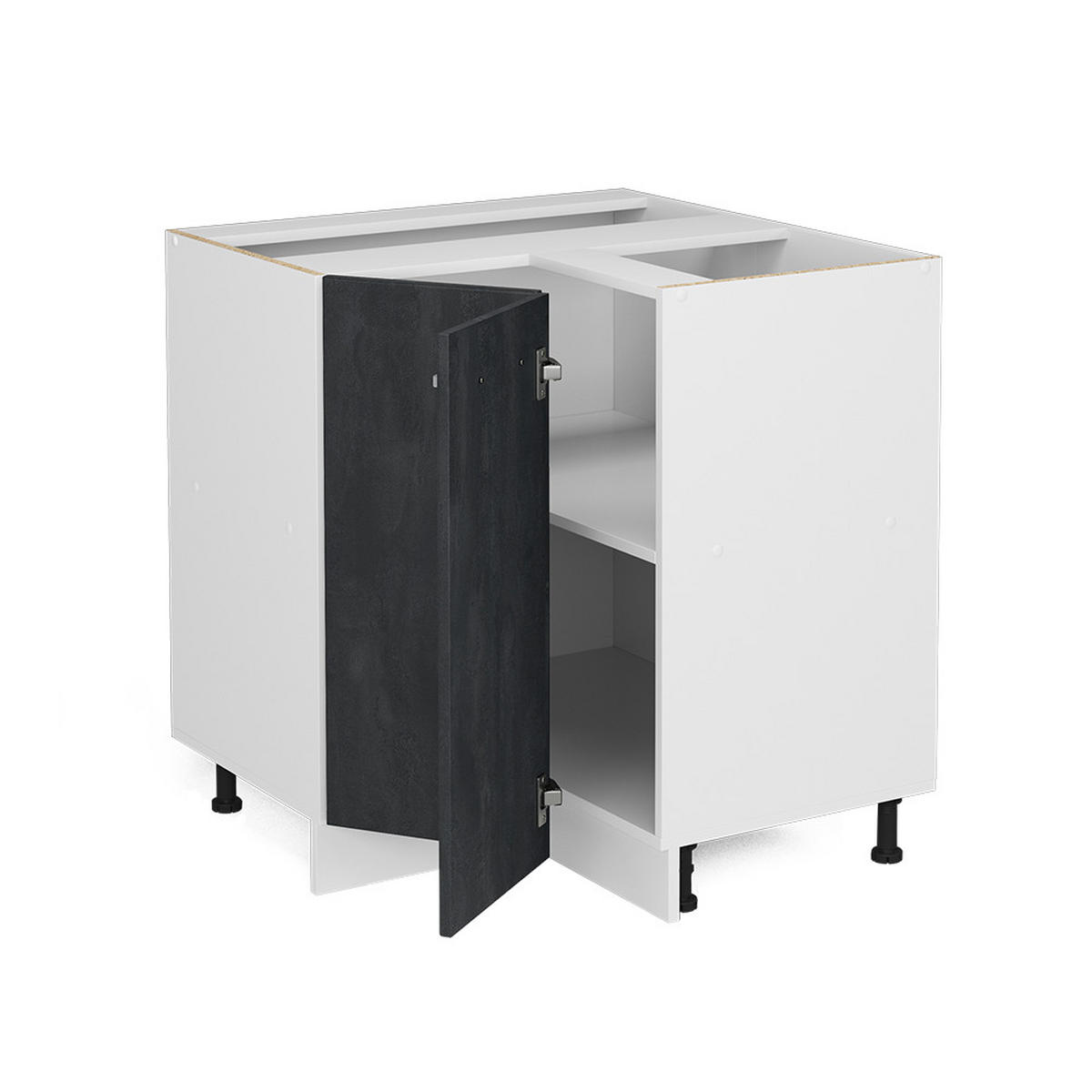 ECKUNTERSCHRANK R-Line Schwarz Beton 75.6 cm AP Anthrazit - Schwarz/Weiß, Holzwerkstoff (75.6/81.6/60cm) - Vicco