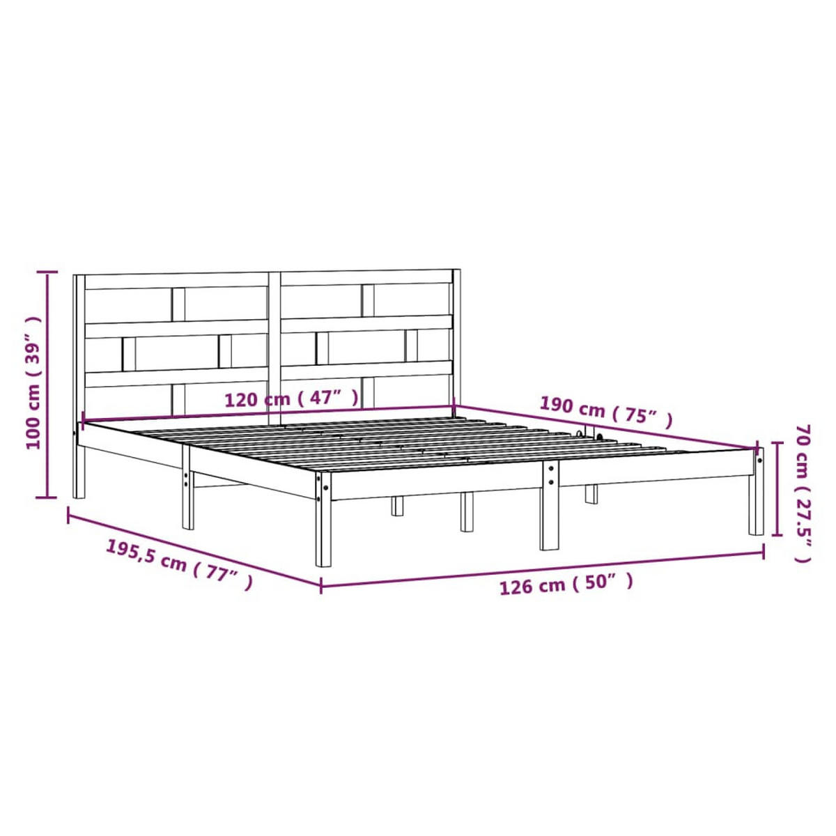 BETT Keen 126/195.5 cm - Braun, Holz (120/190cm) - Nettlife