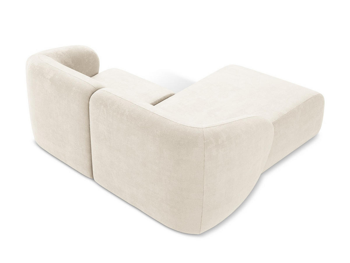 ECKSOFA Links Chenille Stoff Beige - Creme/Schwarz, Holzwerkstoff/Kunststoff (178/166cm) - Makamii