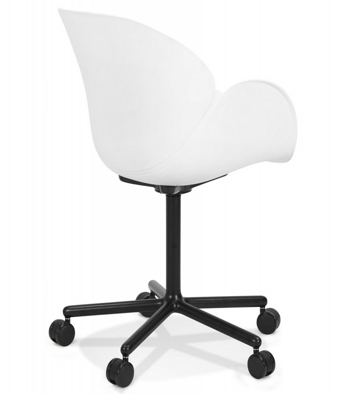 BÜROSTUHL mit Schalensitz mit Armlehnen aus Kunststoff im minimalistischen Stil ORION, Weiß 59x59x85 cm - Schwarz/Weiß, Kunststoff/Metall (59/85/59cm) - KADIMA DESIGN