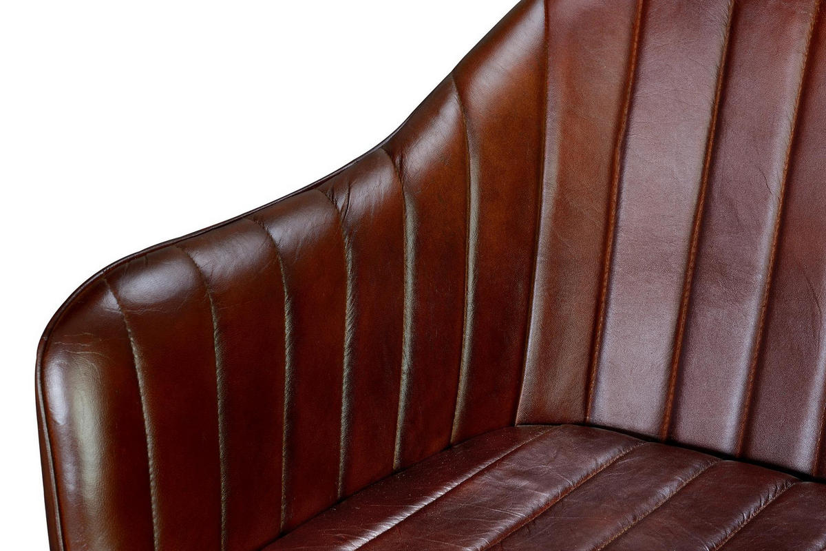 STUHL aus Leder und Metall - Braun, Fell (56/82/55cm) - Giner y Colomer