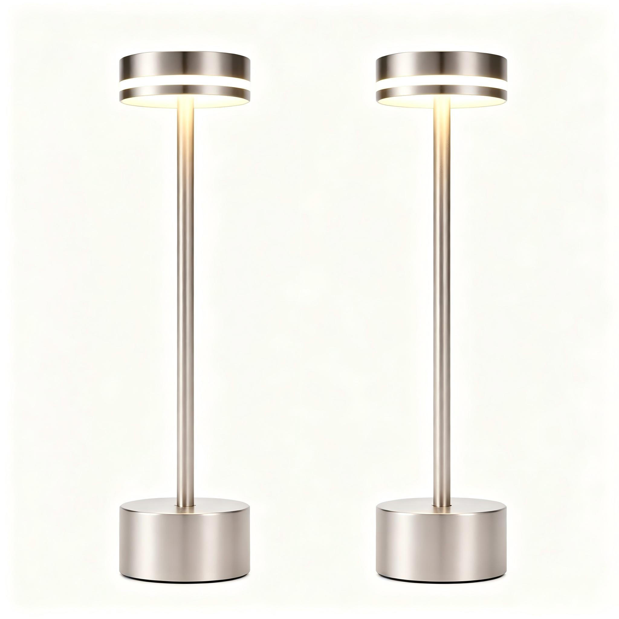 TISCHLEUCHTE Lichtel 8/8/31.5 cm（2er-set） - Silberfarben, Kunststoff/Metall (8/8/31.5cm) - ZMH