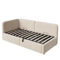 POLSTERBETT 90/200 cm DE-33056 mit Stauraum und Samt Beige - Beige, Metall (90/200cm) - ComfortXL