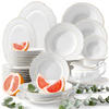 TAFELSERVICE Chodziez MARIA TERESA 44-tlg Porzellan mit Goldrand, Weiß / Gold - Goldfarben/Weiß, Keramik (25/2/25cm) - KONSIMO®