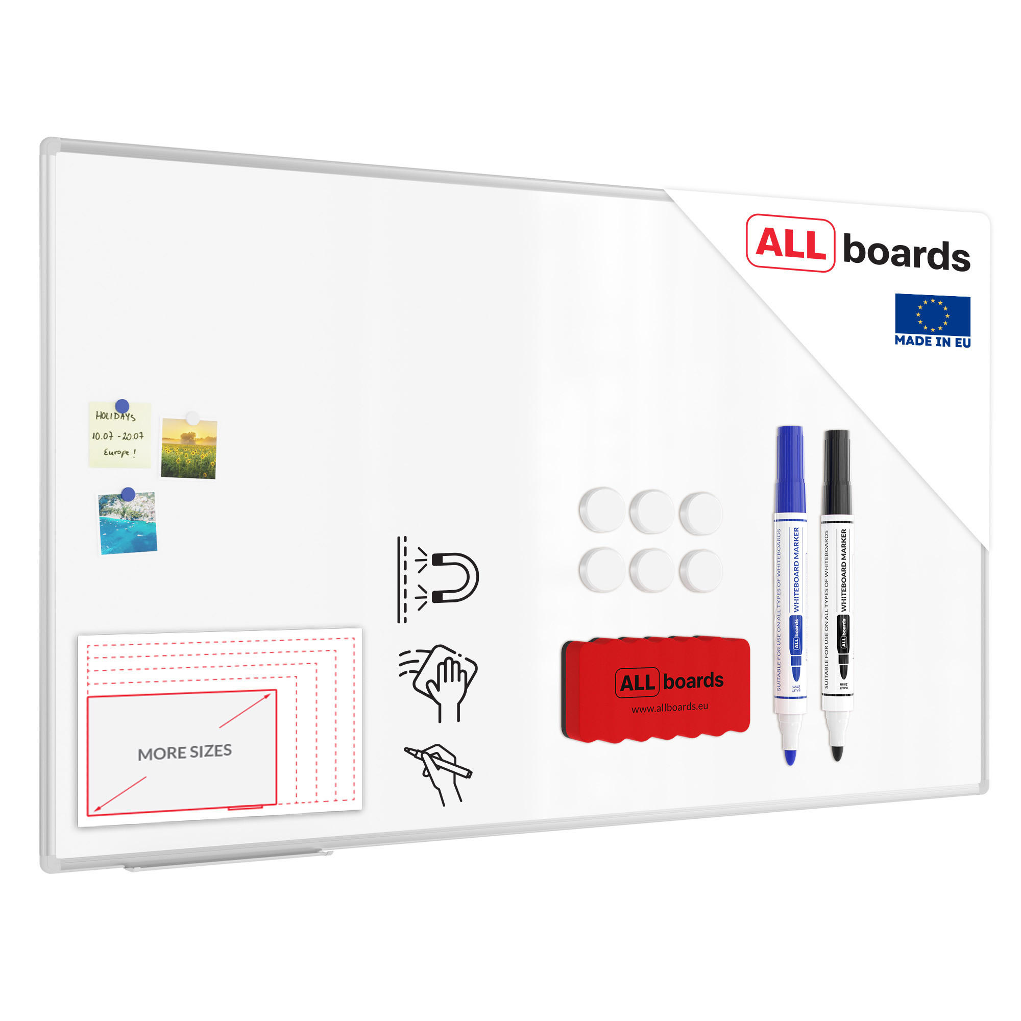 MAGNETISCHES Whiteboard - PREMIUM EXPO Alurahmen 170x100cm - Weiß, Metall (170/100/1.6cm) - ALLboards