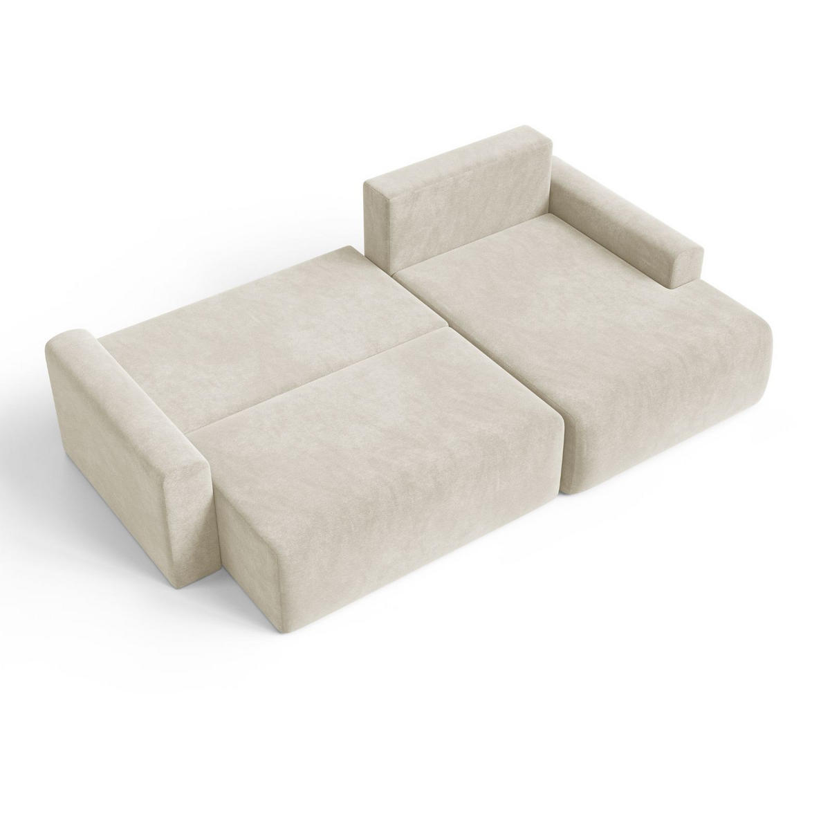 ECKSOFA MILO LARGE mit Schlaffunktion, Bettkasten und Cordbezug, Rechts -TILIA 01 (cremeweiß) - Creme, Holz (270/142cm) - Dekori_Interiors