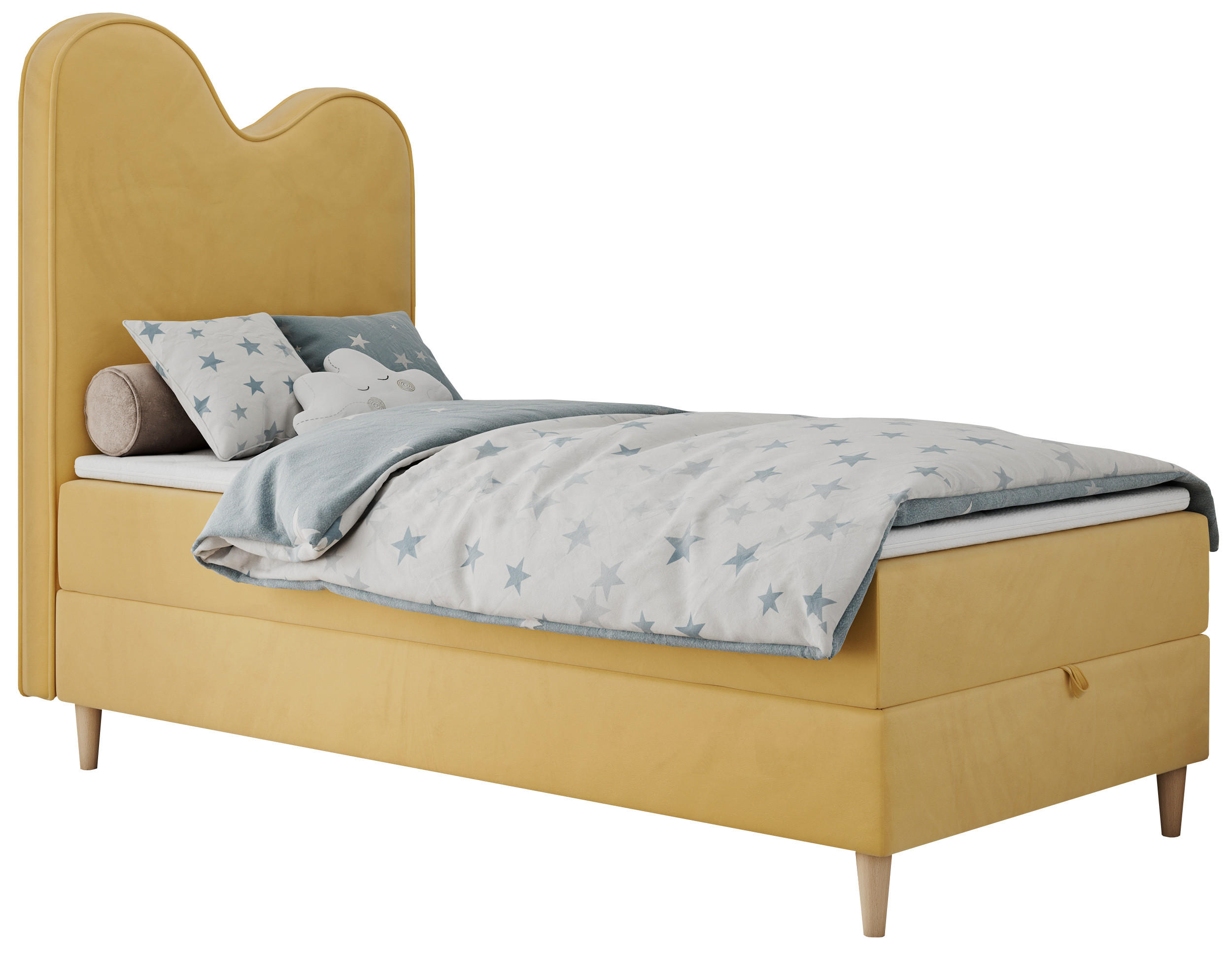 BOXBETT FLOW 90/180 Gelb Velvet - H3 - Gelb, Holz/Textil (90/180cm) - MKS