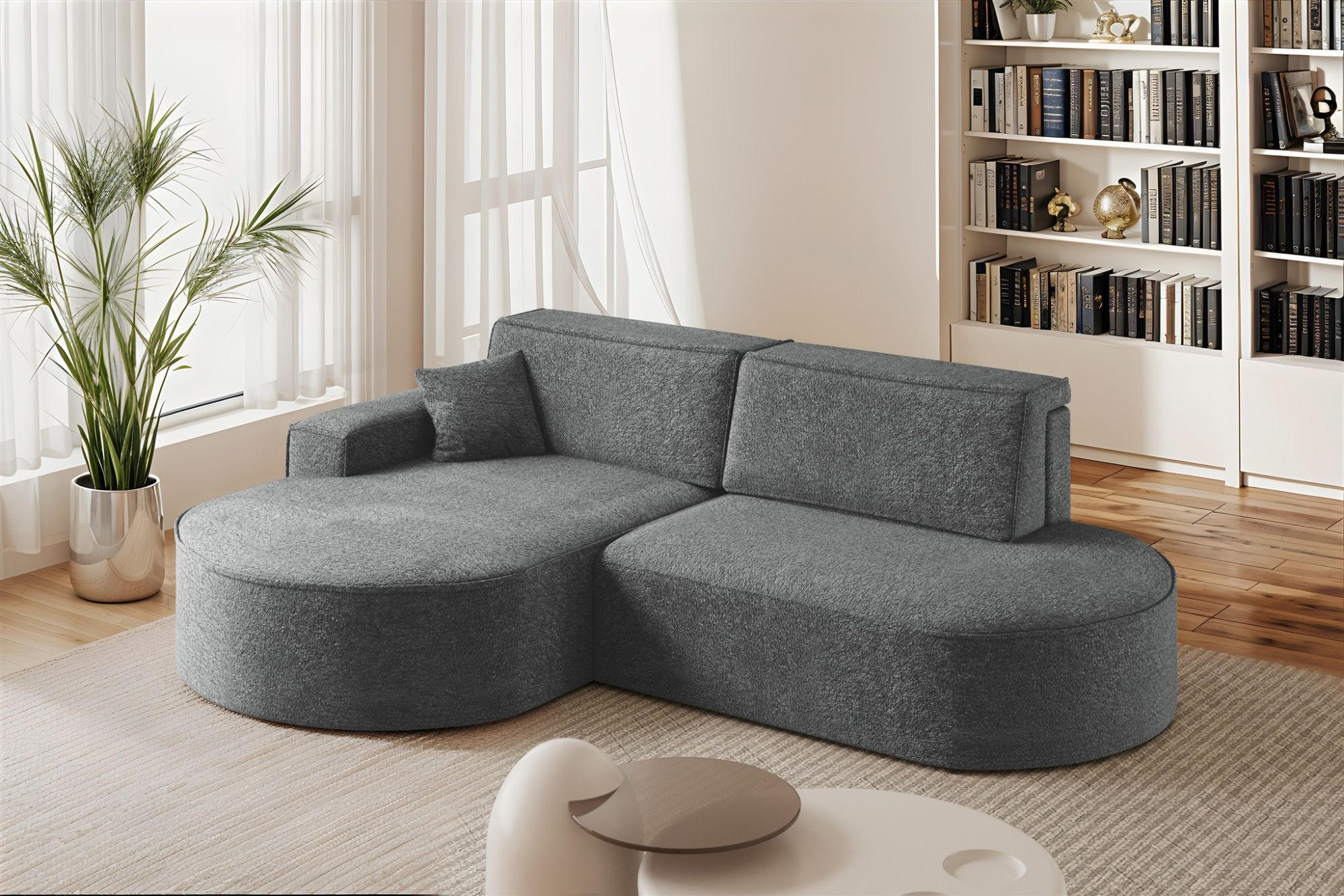 ECKSOFA Venedig Mit Schlaffunktion - Dunkelgrau, Holzwerkstoff/Textil (278/179cm) - Fun Möbel
