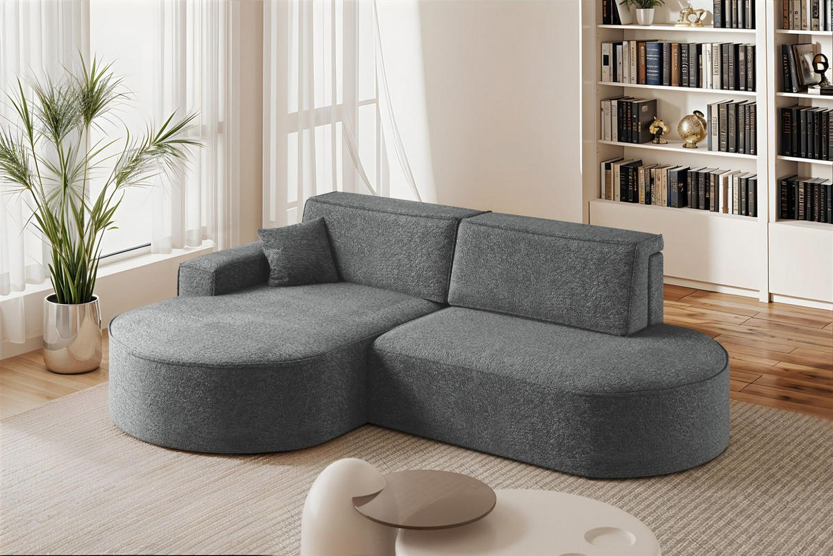 ECKSOFA Venedig Mit Schlaffunktion - Dunkelgrau, Holzwerkstoff/Textil (278/179cm) - Fun Möbel