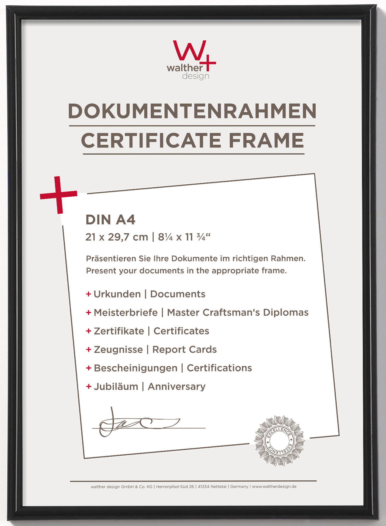 walther design Bilderrahmen Schwarz 22.1x30.8x1.9 cm