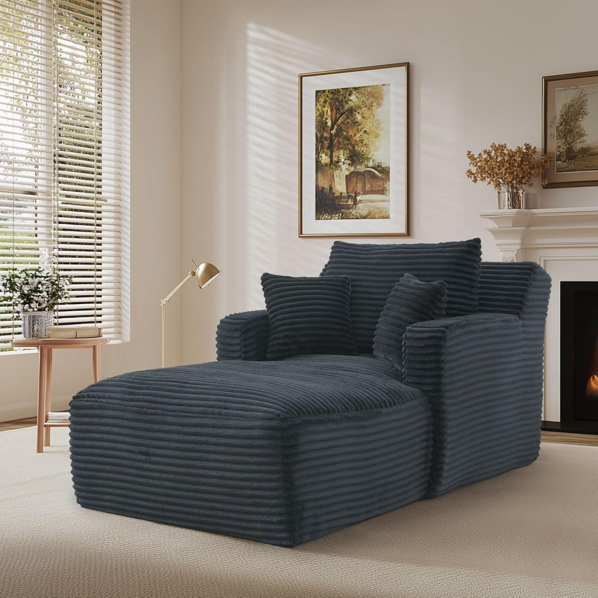 SOFA Cord Dunkelgrau - Dunkelgrau, Textil (100/82/166cm) - WISHDOR