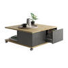 COUCHTISCH auf Rollen mit 2 Schubladen und 2 Nischen L70 cm - Twin - Eiche Artisan, Holzwerkstoff (70/70/36cm) - Calicosy
