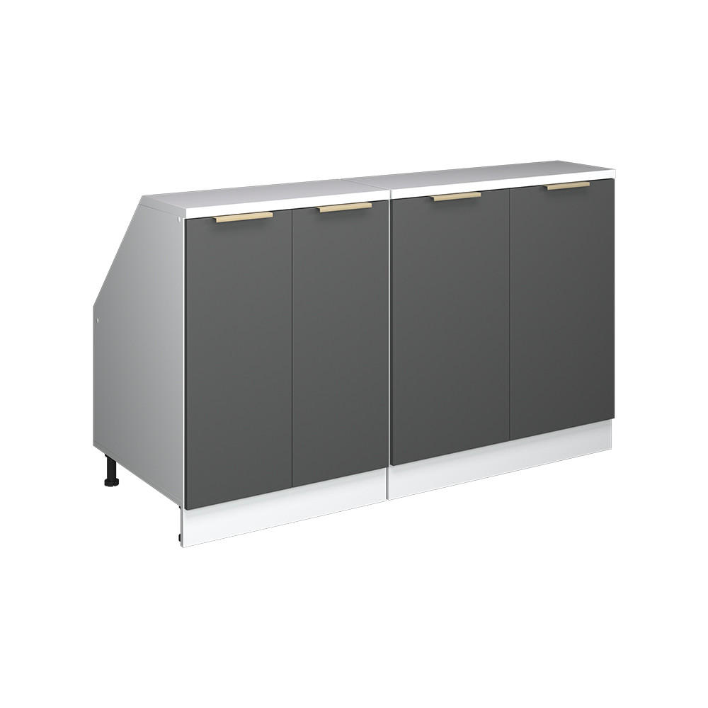 KÖKSSKÅP FÖR SLUTTANDE TAK R-Line Antracit guld 140 cm Set om 2 skåpstommar 60 cm djup Antracit, Vit 83.8/140/60 cm