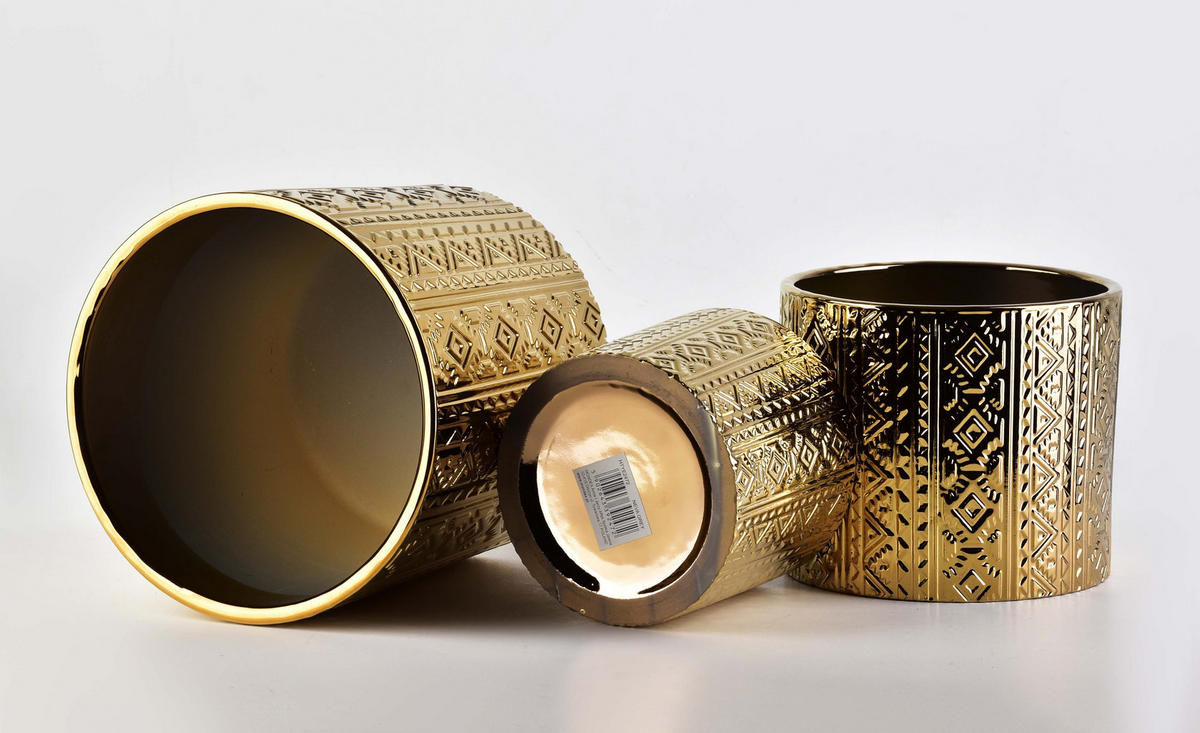 BLUMENTÖPFEN Neva Gold 21/21/19 cm Keramik - Goldfarben, Keramik (21/19cm) - Mondex