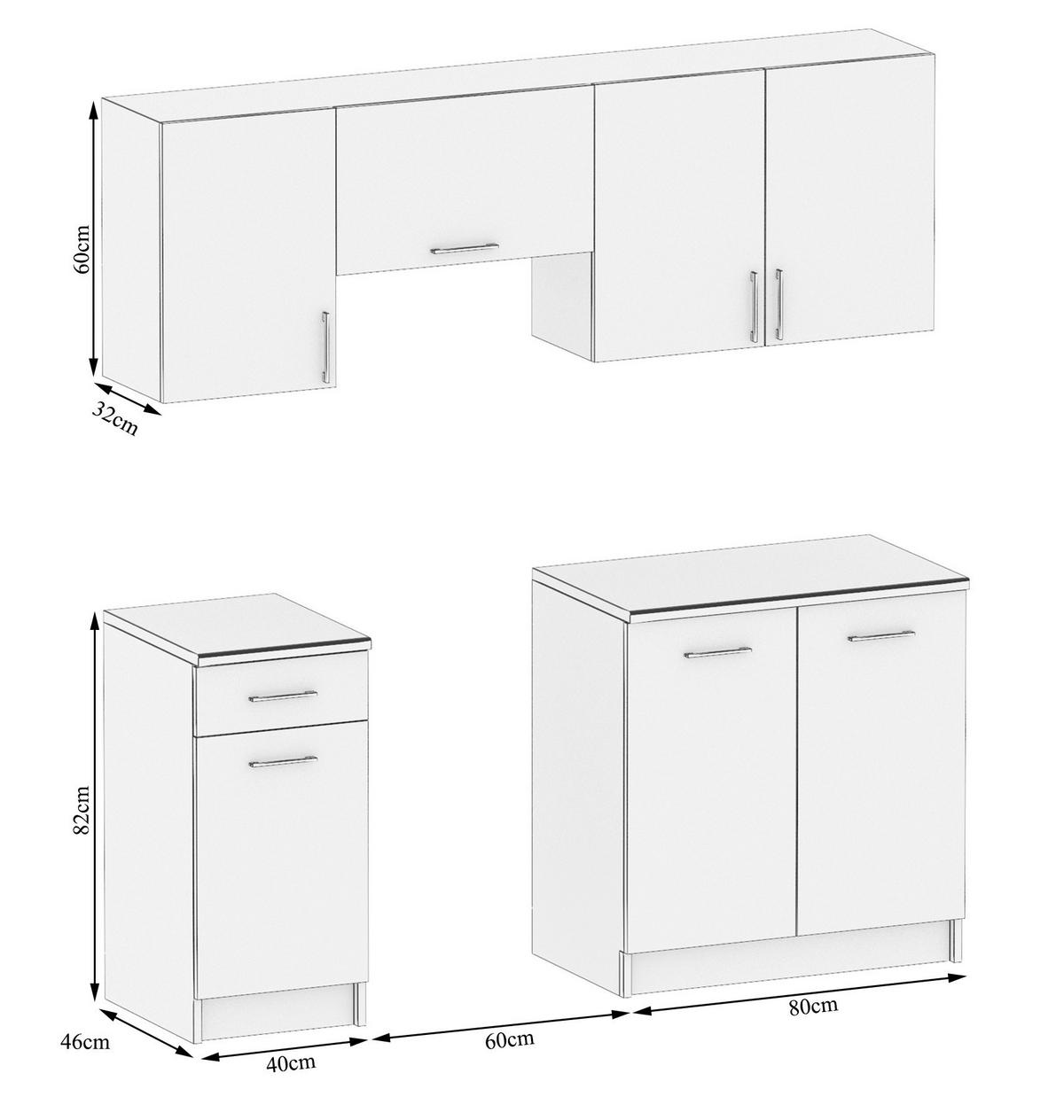 KÜCHENZEILE LECO 180 eiche nelson - Dunkelbraun, Holzwerkstoff (180/82/46cm) - roe furniture