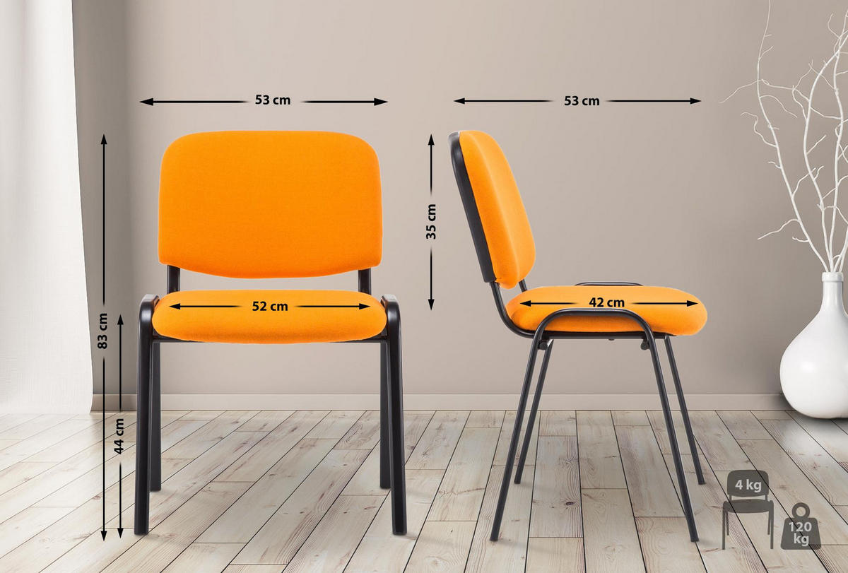 BESUCHERSTUHL Stoff Orange - Schwarz/Orange, Textil/Metall (53/83/53cm) - CLP