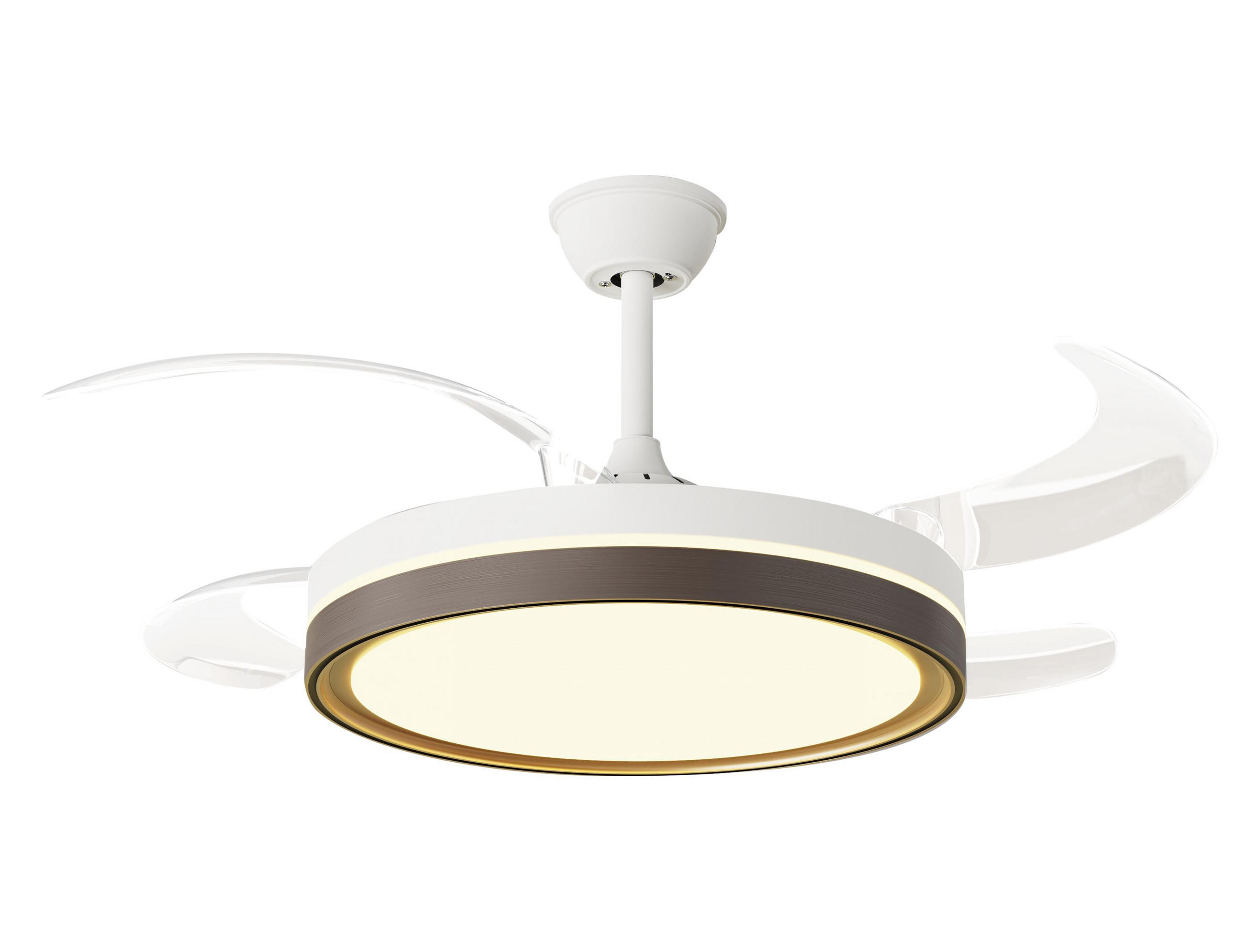 LED-DECKENLAMPE Trauerholz mit integriertem Ventilator 60 W - Zwetschgeholzfarben, Kunststoff (45/107/107cm) - Purline