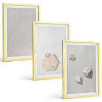 BILDER SET 3er Set - 40x60 cm Goldrahmen - Leichte Boho-Sandtexturen - Goldfarben, Kunststoff (40/60cm) - TULUP