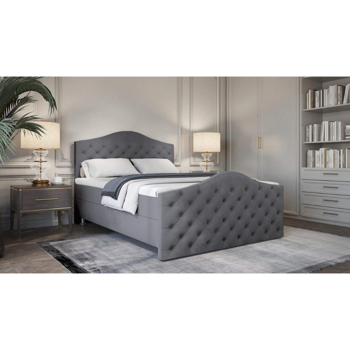 BOXBETT Roma Bonellfederkern inkl. 7-Zonen Topper T-30 mit Bettkasten - Grau, Holz/Holzwerkstoff (200/200cm) - Best For Home