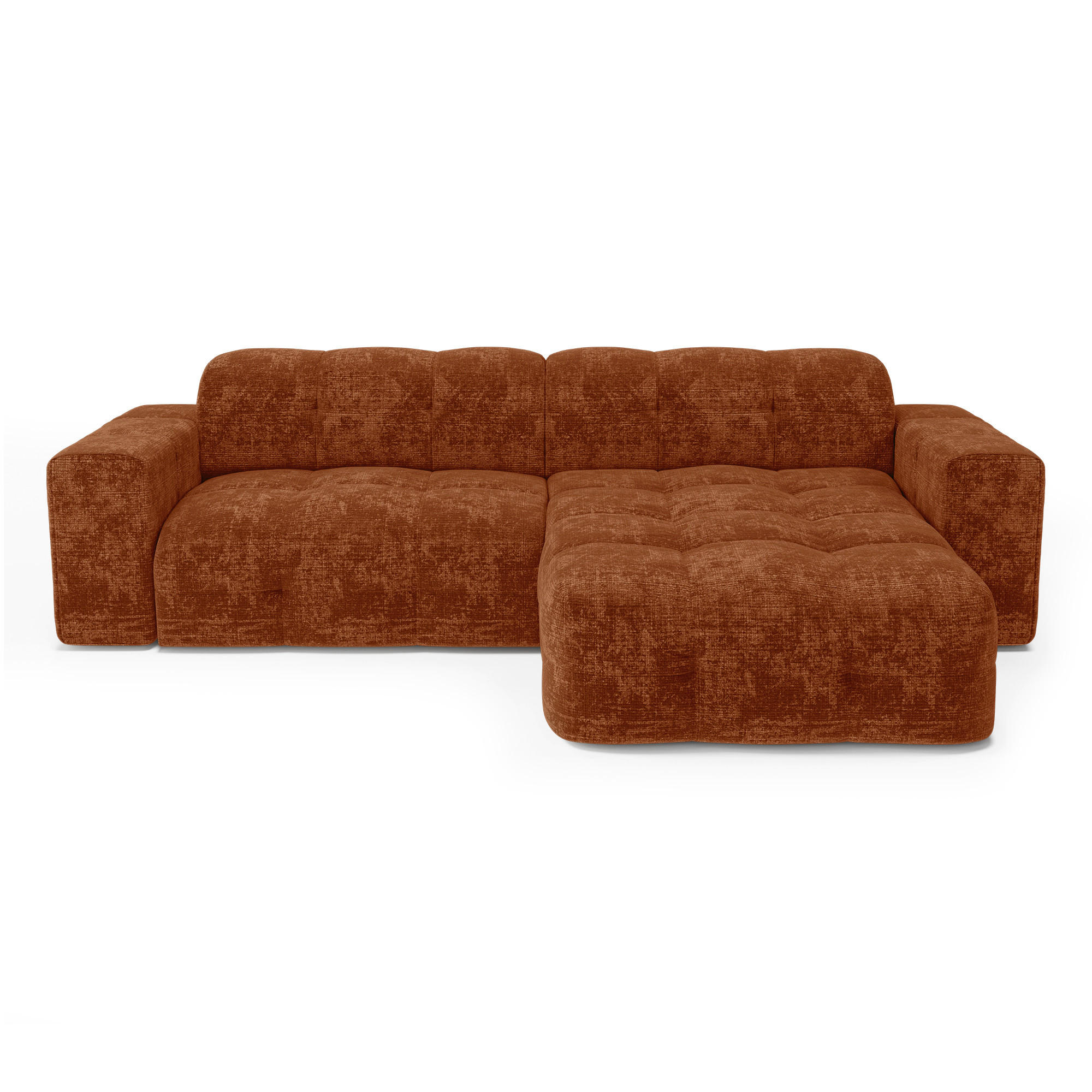 ECKSOFA RECHTS geprägter Samt terracotta 230cm - Dunkelorange/Terracotta, Textil (155/230cm) - Sia Home