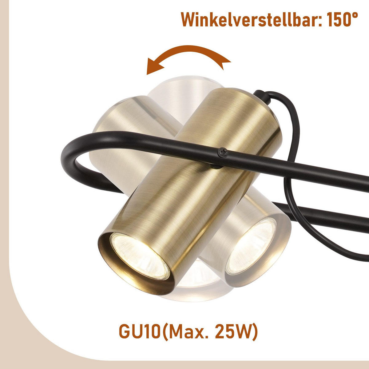 PENDELLEUCHTE Matthew 70/10/160 cm - Bronzefarben, Metall (70/10/160cm) - ZMH