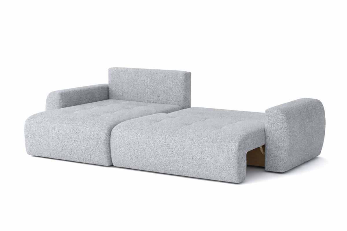 ECKSOFA Mit Schlaffunktion Und Bettkasten L-Form Ivo L, Chenille-Stoff Artico, Cement, Links - Hellgrau, Holz (250/142cm) - Kaiser Möbel