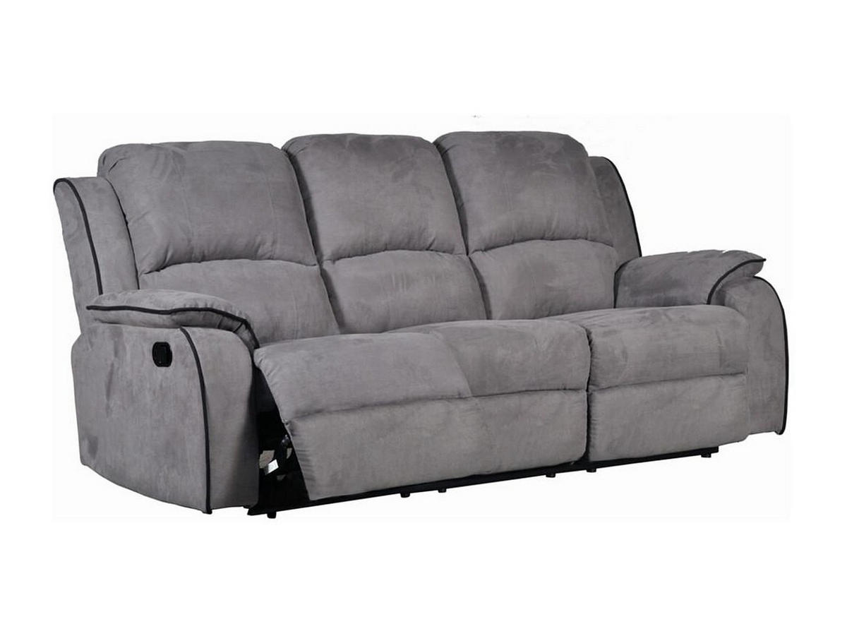 COUCHGARNITUR mit Sessel - 6 Personen - Stoff, Stoff - Grau - HERNANI - Grau, Textil (210/99/96cm) - Vente-Unique