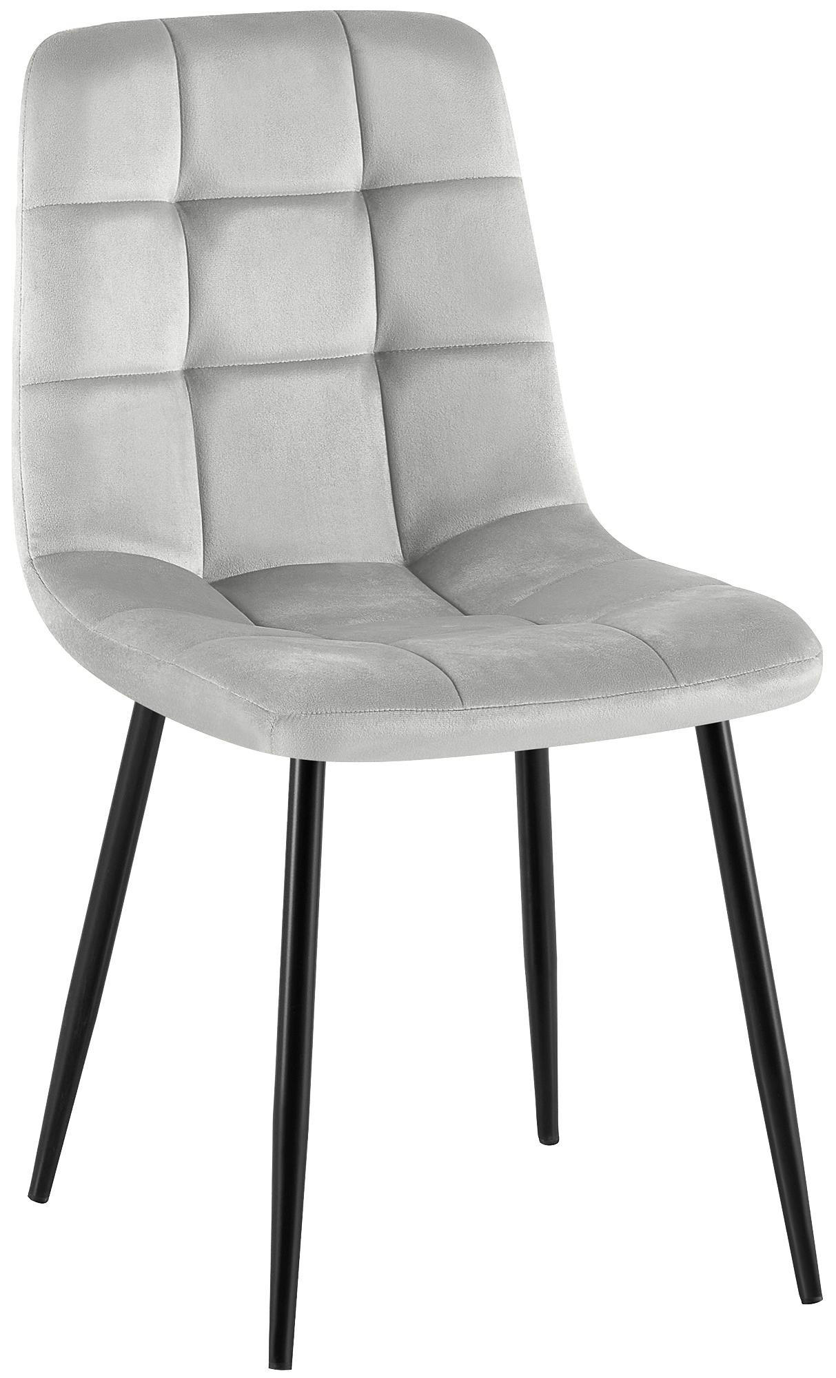 STUHL Samt Grau - Schwarz/Grau, Textil/Metall (45/84/55cm) - CLP