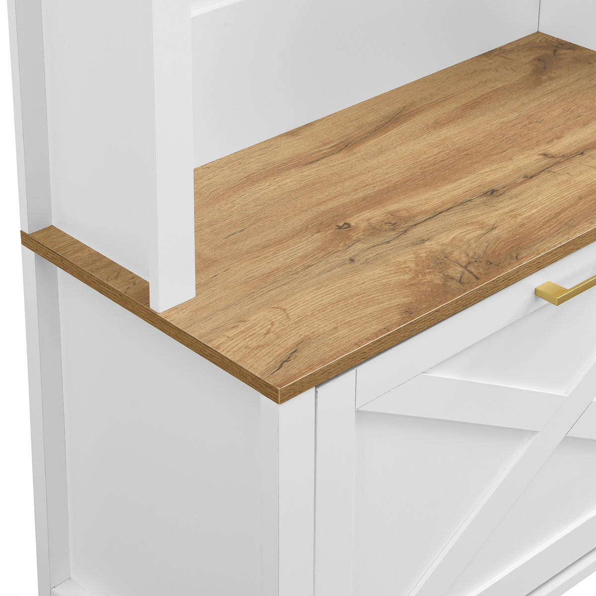 GARDEROBE Flur Haken Ablage Schuhfach MDF Aluminiumhaken geschwungen 195/75/35 - Weiß/Naturfarben, Holzwerkstoff/Metall (75/195/35cm) - EVRYAE