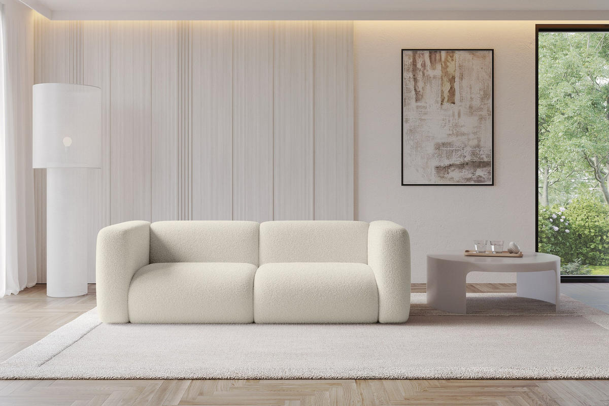 MODULARES Sofa 2-SITZER MIRA-S1 228x89x70 Beige cm Bouclé - Kaschmir/Beige, Holzwerkstoff/Kunststoff (228/70/89cm) - ALTDECOR
