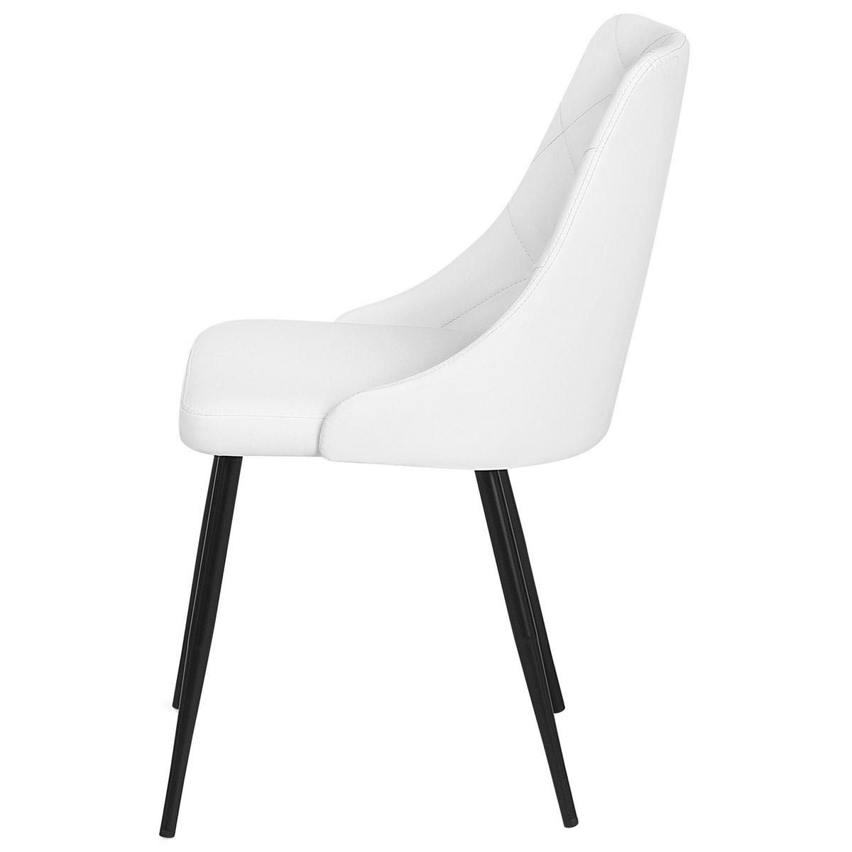 ESSZIMMERSTUHL 2er-Set Kunstleder Weiß Valerie - Weiß, Textil/Metall (49/81/59cm) - Beliani