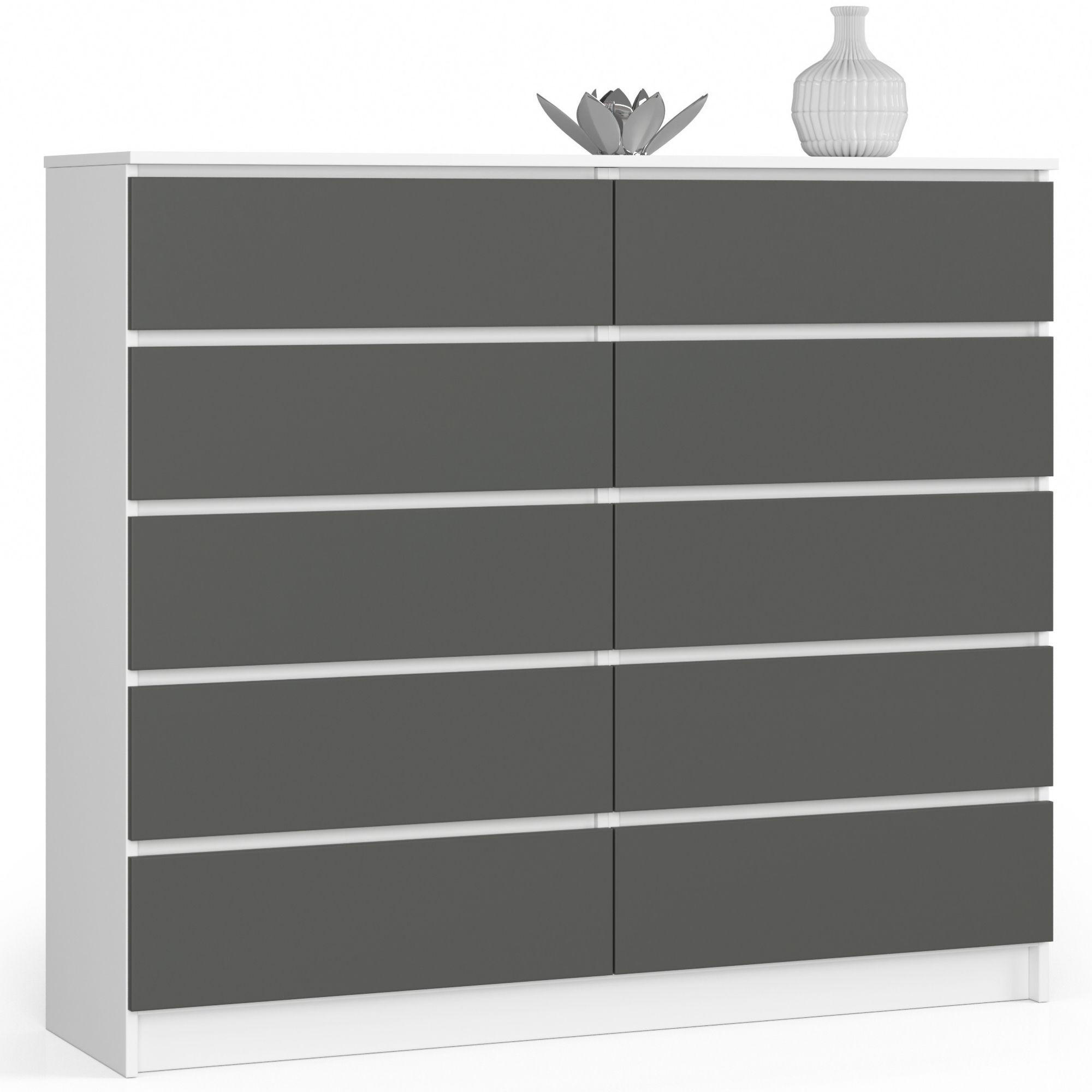 KOMMODE Weiß, Grau 138x40x121 cm - Weiß/Grau, Holzwerkstoff (138/121/40cm) - Akord