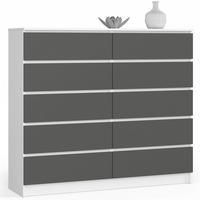KOMMODE Weiß, Grau 138x40x121 cm - Weiß/Grau, Holzwerkstoff (138/121/40cm) - Akord