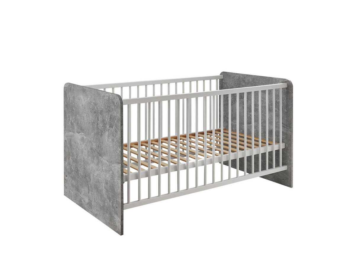 BABYZIMMER Matino in Beton hell und Weiß 4teilig - Grau, Holzwerkstoff (120/200/80cm)