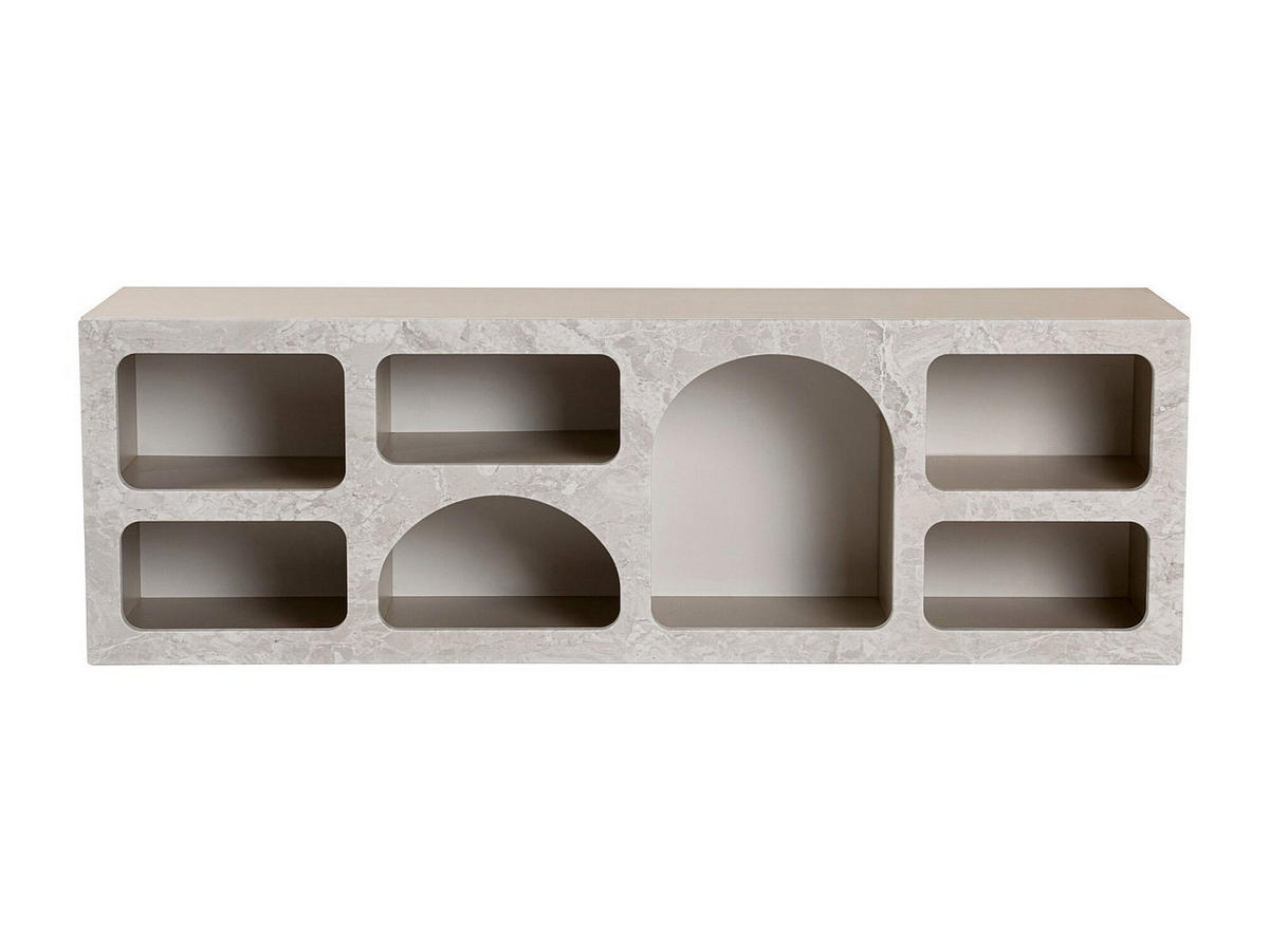 TV-MÖBEL mit 7 Fächern - Marmoroptik Grau - LUELA - Grau, Holz (160/51/40cm) - Vente-Unique