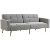 SCHLAFSOFA mit Bettfunktion Grau 205/88/80 cm - Naturfarben/Grau, Holz/Textil (88/80/205cm) - HOMCOM