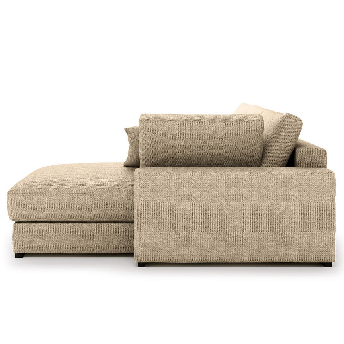 ECKSOFA mit Longchair - Beige/Schwarz, Kunststoff/Textil (340/205cm) - home24