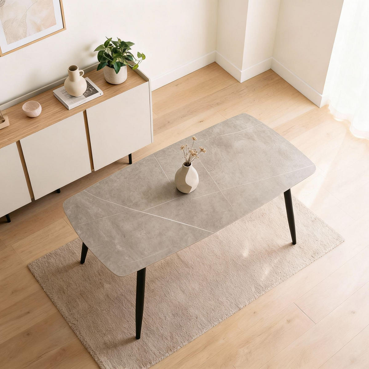 ESSTISCH MORA grau/schwarz - Schwarz/Grau, Metall (80/140/76cm) - IDIMEX