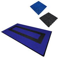 GARAGENBODENFLIESEN Belüftete mit Kanten – 90 Blau und 30 Schwarz - Blau, Kunststoff (40/1.8/40cm)